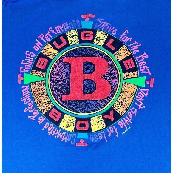 Vintage Bugle Boy T-Shirt Blue Large Surf Beach Skate Single Stitch - Picture 6 of 10
